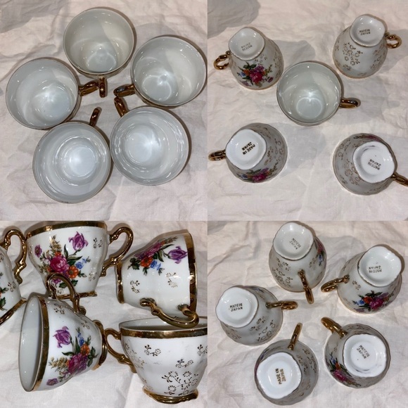 Japaneese 15 pieces fine china Tea Set‎ floral & gold Demitasse Set for 5 - Picture 5 of 16